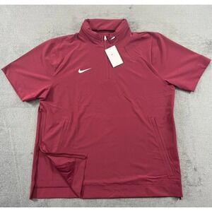 Nike Football Coaches Sideline 1/4 Zip SS Hoodie Jacket Red Sz Medium FJ9548-610